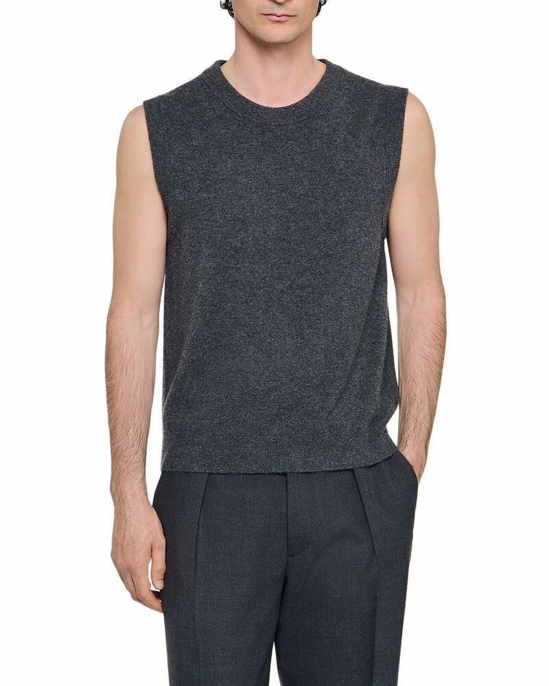 サンドロ メンズ アウター ニット・セーター ベスト Sandro Cashmere Sweater Vest Heather Charcoal チャコール