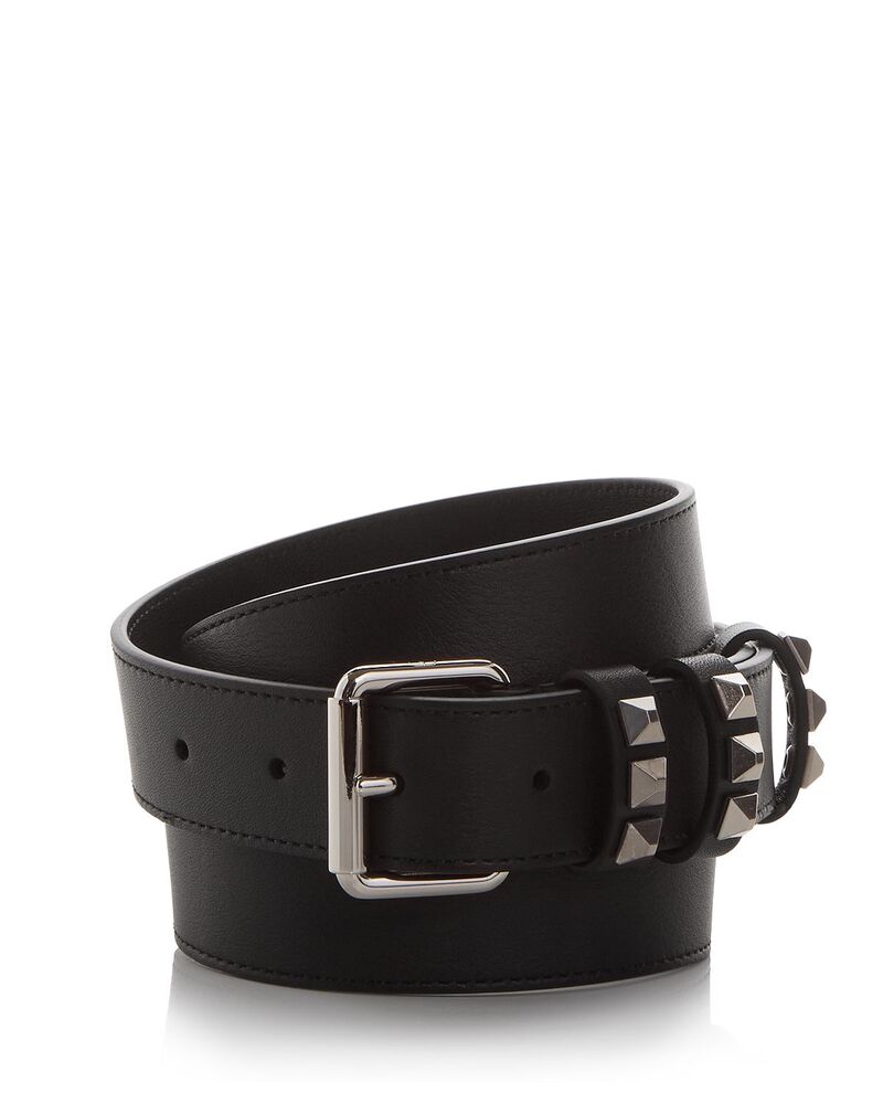 ヴァレンティノ メンズ シューズ なめし革 Valentino Garavani Men\u0027s Flaneuse Rockstud Leather Belt Black 黒いこと
