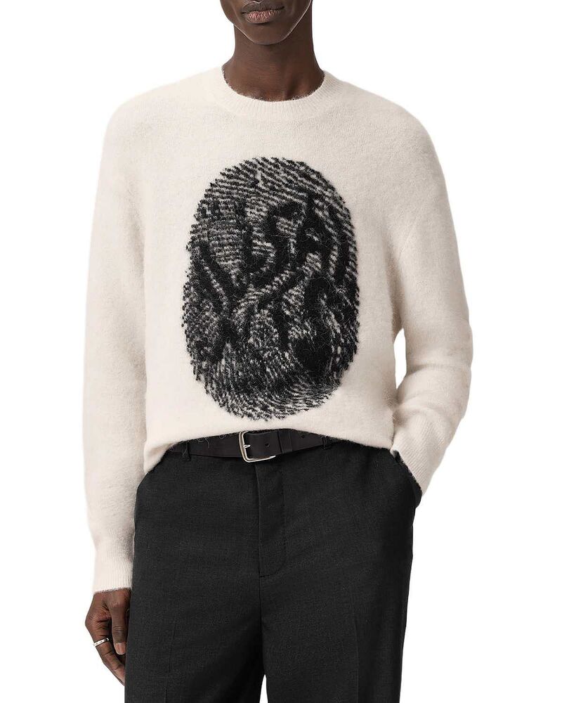 オールセインツ メンズ アウター 編み物・プルオーバー 労働者の一団のど頚 ALLSAINTS Ridges Oversized Crewneck Sweater Ecru White 白いこと