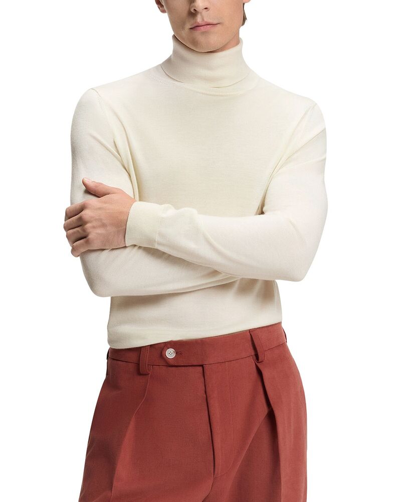 ボス メンズ アウター ニット・セータートルネック BOSS x Beckham Hernando Cashmere Turtleneck Sweater Open Beige ベージュ|ReVida 店