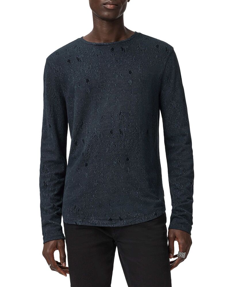 ジョンバルベイトス メンズ アウター 編み物・スウェーター 労働者の一団素っ首 John Varvatos Vera Jacquard Textured Crewneck Sweater Navy 米国海軍