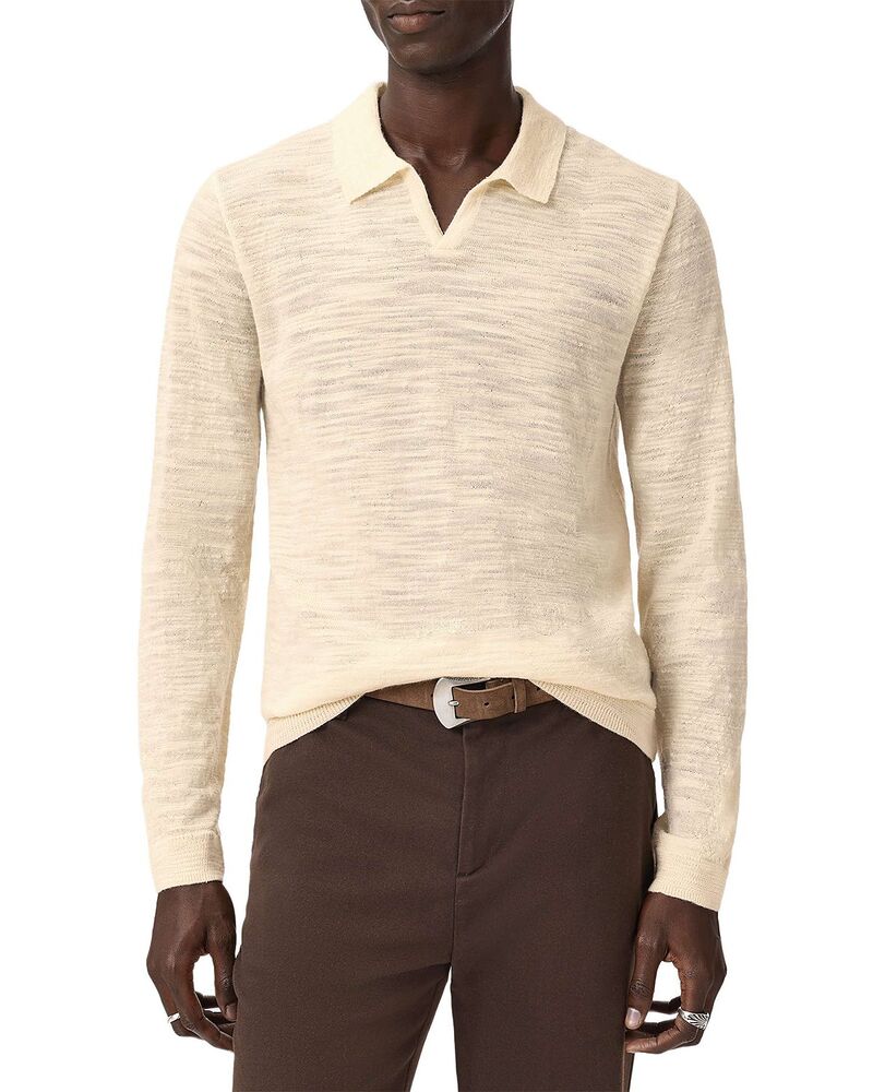 ジョンバルベイトス メンズ アウター ニット・セーター ポロシャツ John Varvatos Luciano Slub Open Collar Polo Sweater Salt