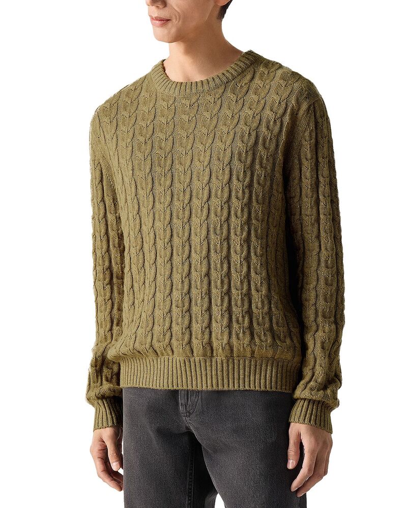 ゼニア メンズ アウター 編み物・ティーシャツ 労働者の一団のど首 絹地 リネン ZEGNA Linen Cashmere \u0026 Silk Crewneck Sweater Olive Green M?lange 緑であること