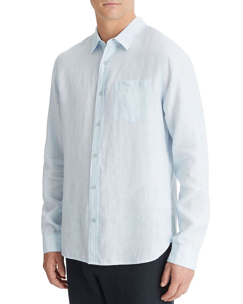 ヴィンス メンズ トップス シャツ ボタンダウン リネン Vince Solid Linen Button Down Shirt Glacier