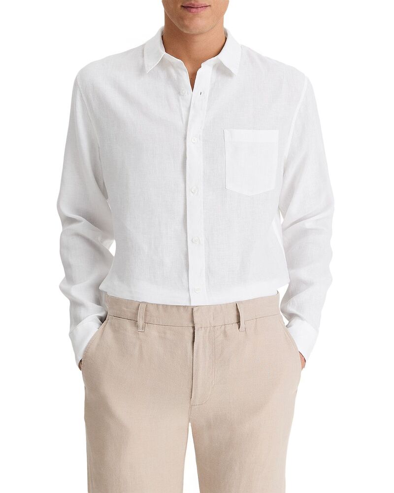 ヴィンス メンズ トップス シャツ ボタンダウン リネン Vince Solid Linen Button Down Shirt Optic White ホワイト