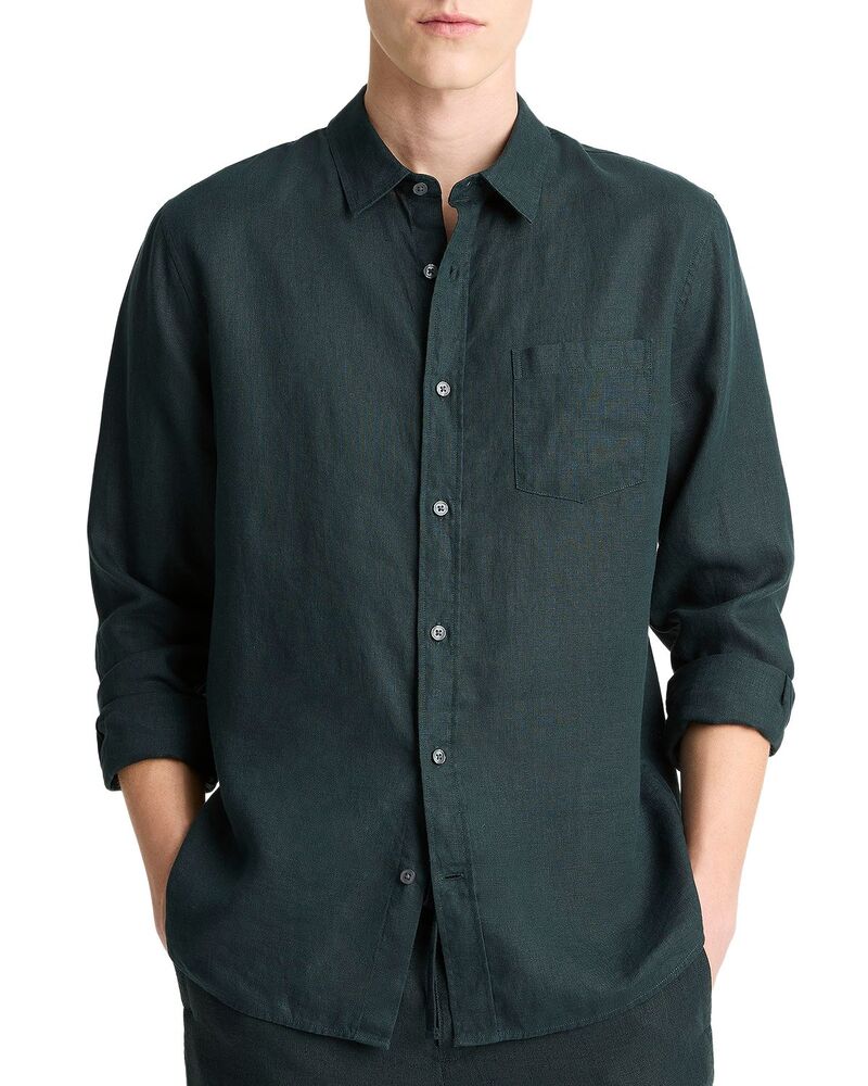 ヴィンス メンズ トップス シャツ ボタンダウン リネン Vince Solid Linen Button Down Shirt Seaweed|ReVida 店