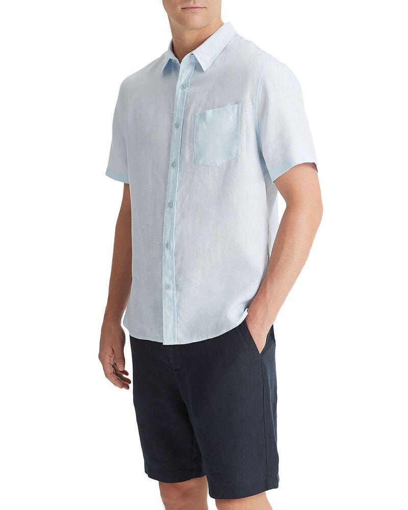 ヴィンス メンズ トップス シャツ リネン Vince Short Sleeve Linen Shirt Glacier