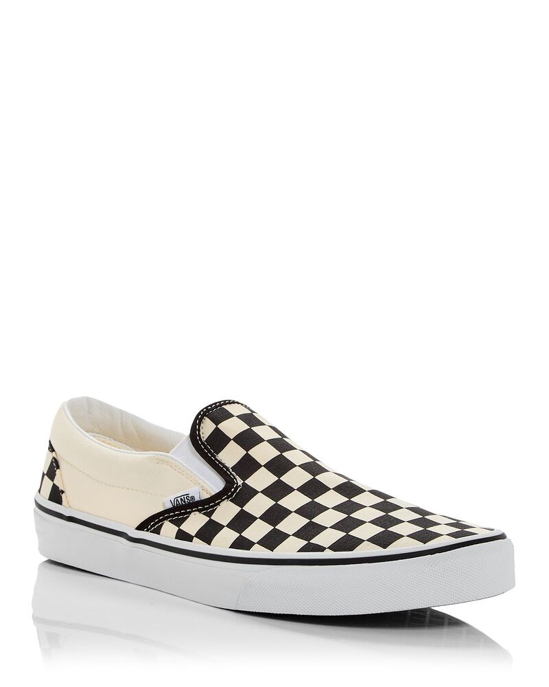 バンズ メンズ シューズ スニーカー Vans Men's Classic Slip On Sneakers Black White Checker ホワイト