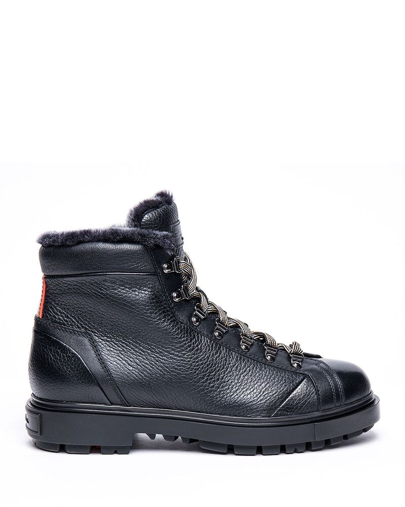 サントーニ メンズ シューズ ブーツ・レインブーツ Santoni Men\u0027s Moritz Alpine Shearling Lined Boots Black 黒いこと