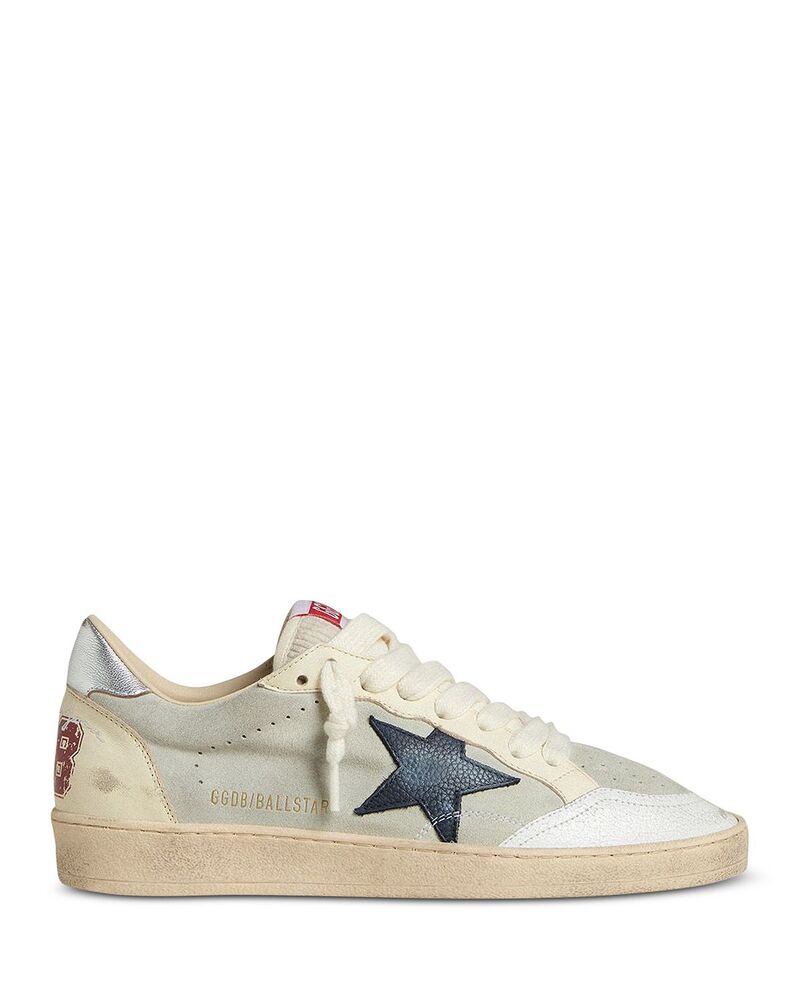 ゴールデングース メンズ シューズ スニーカー スエード レザー Golden Goose Unisex Ballstar Suede & Cracked Leather Sneakers Grey White ホワイト