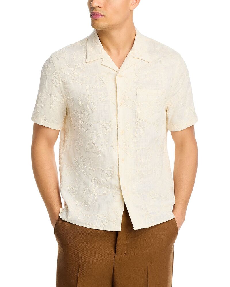 ヴィンス レディース トップス シャツ フラワー柄 刺繍 フラワー Vincembroidered Floral Short Sleeve Cabana Shirt Blanco｜ReVida 店
