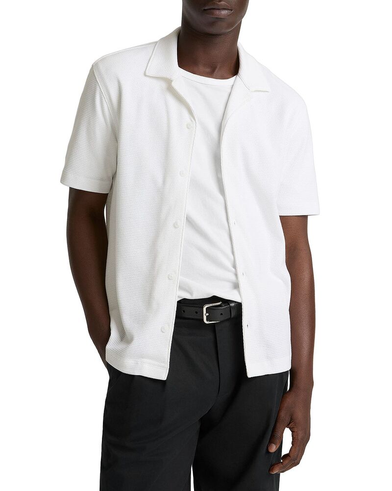 ヴィンス メンズ トップス シャツ メッシュ ニット Vince Mesh Knit Short Sleeve Cabana Shirt Optic White ホワイト