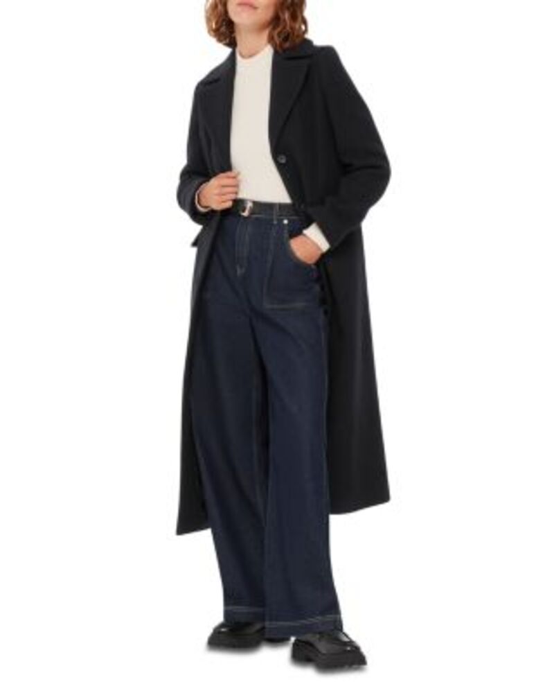 ホイッスルズ レディース アウター 厚地の外套 Whistles Amalia Longline Coat Navy 米国海軍 コート・ジャケット-レディースファッション