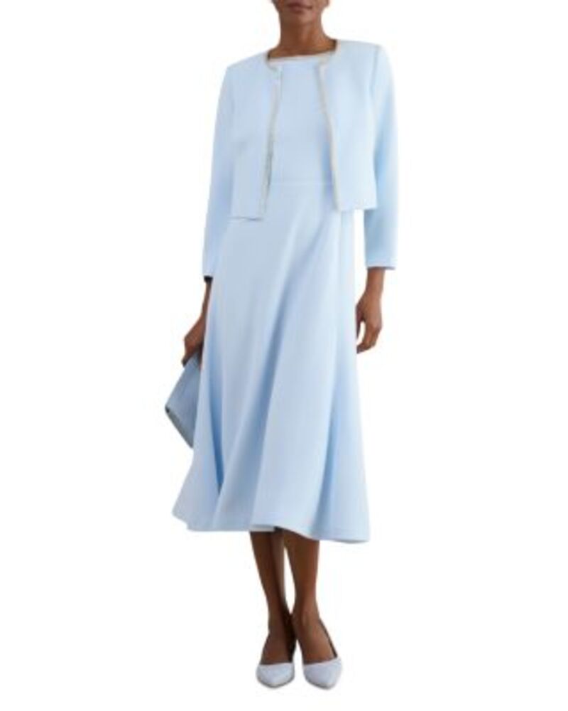 ホッブス英国の首都 レディース アウター 上衣・上衣 クロップド HOBBS LONDON Beatrix Cropped Jacket Pale Blue 青色 コート・ジャケット-レディースファッション