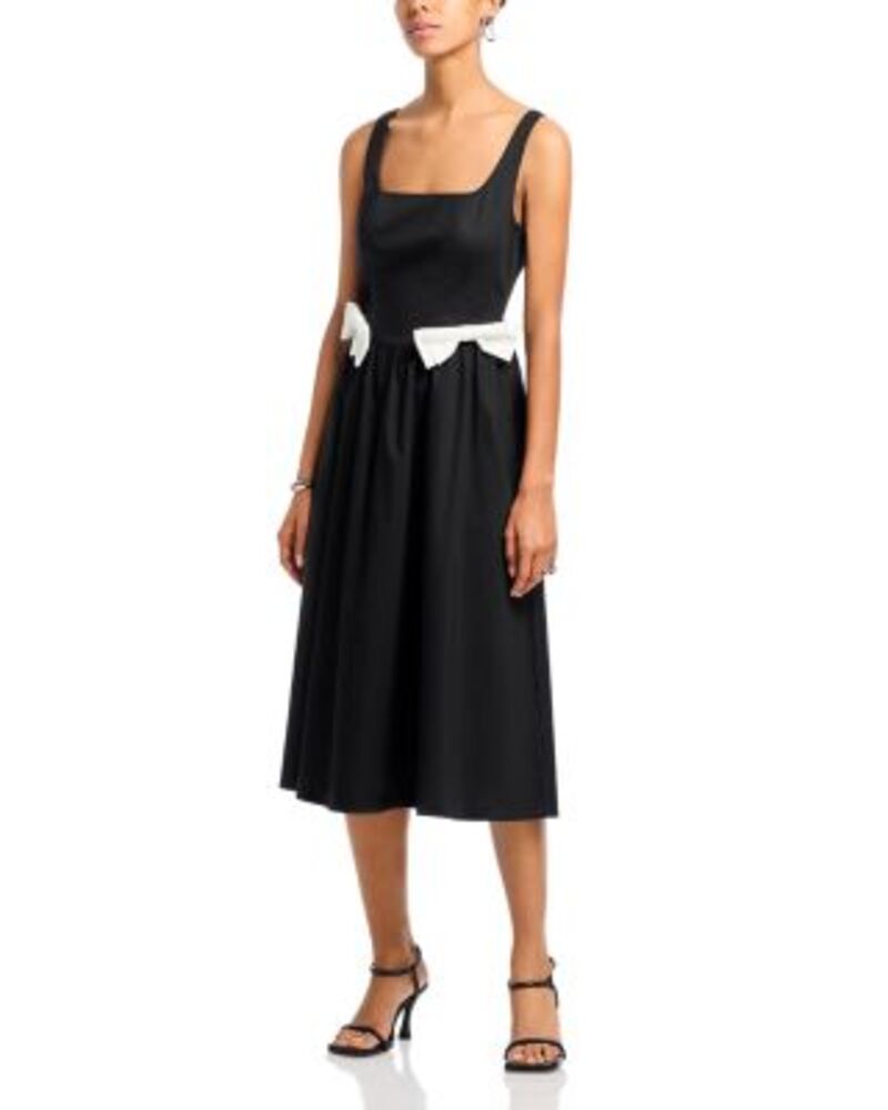 ワイフ レディース トップス ワンピース ミディ WAYF Lizzy Bow Trimidi Dress Black ブラック｜ReVida 店