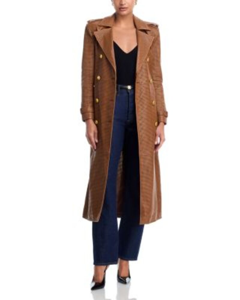 ラジャンス レディース アウター 厚地の外套 なめし革 L\u0027AGENCE L ’ AGENCE Baylee Leather Trench Coat Soft Cognac