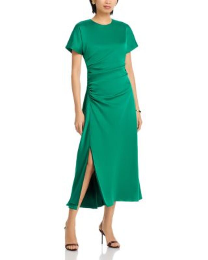 シムカイ レディース トップス ワンピース ドレープ ミディ SIMKHAI Marabella Short Sleeve Draped Midi Dress Kelly Green グリーン｜ReVida 店