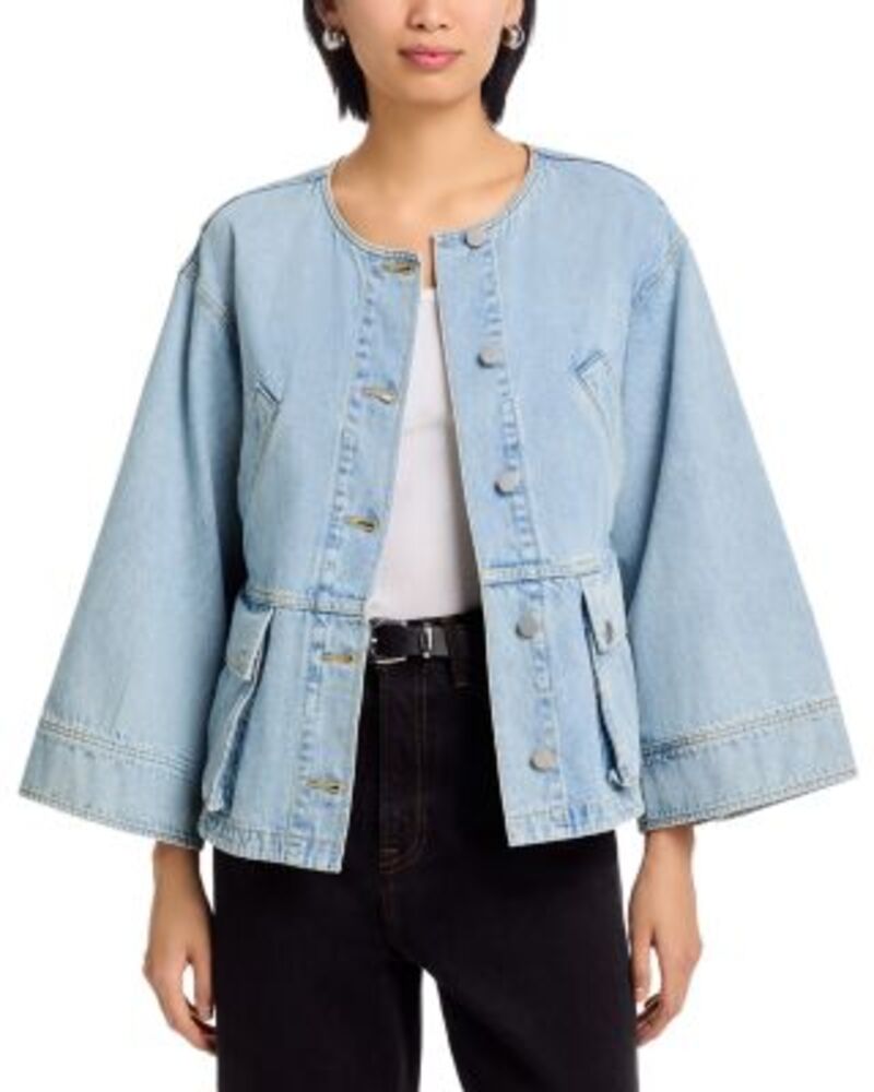 スリーワンフィリップリム レディース アウター ジャケット・ブルゾン デニム 3.1 Phillip Lim Collarless Trapeze Denim Jacket Light Blue ブルー