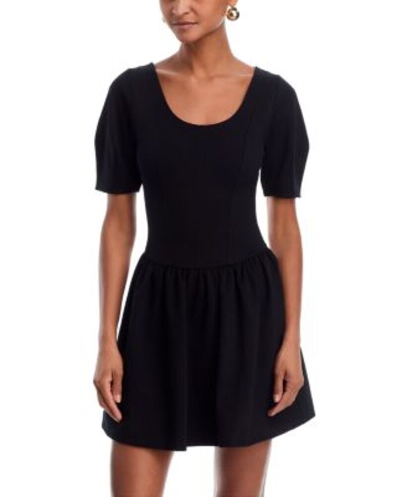 アクア レディース トップス 衣装 ミニ AQUA Ponte Scoop Neck Mini Dress - Exclusive Black 黒いこと