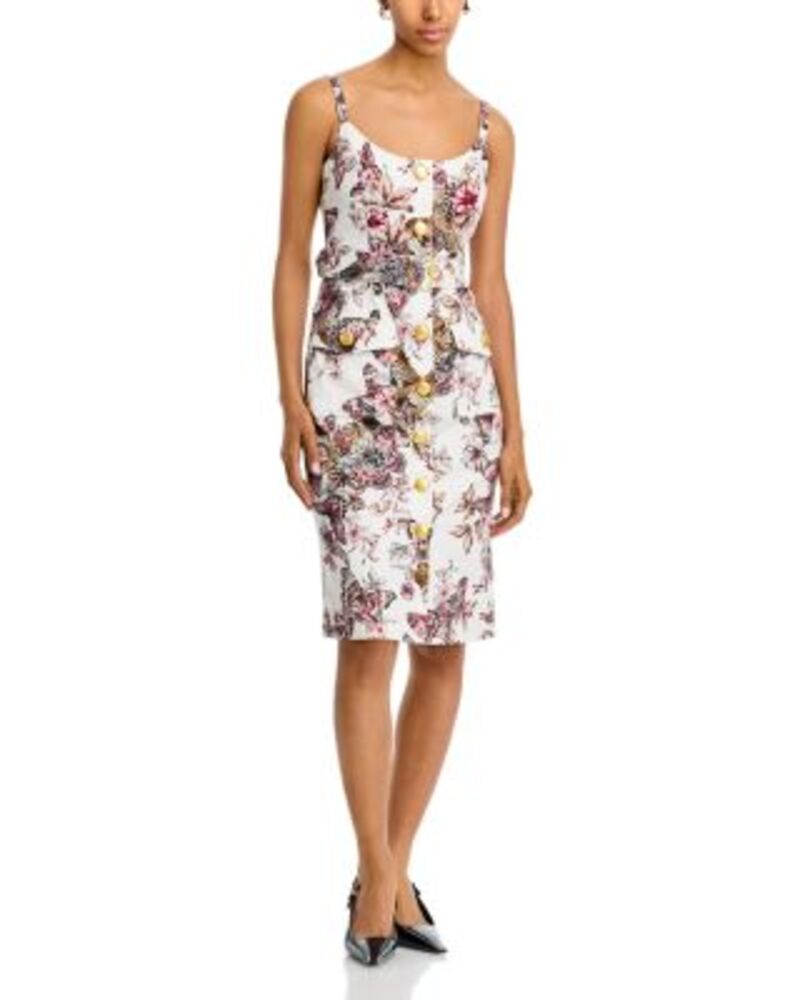 ラジャンス レディース トップス ワンピース L'AGENCE Ida Button Front Dress White Butterfly Jungle ホワイト｜ReVida 店