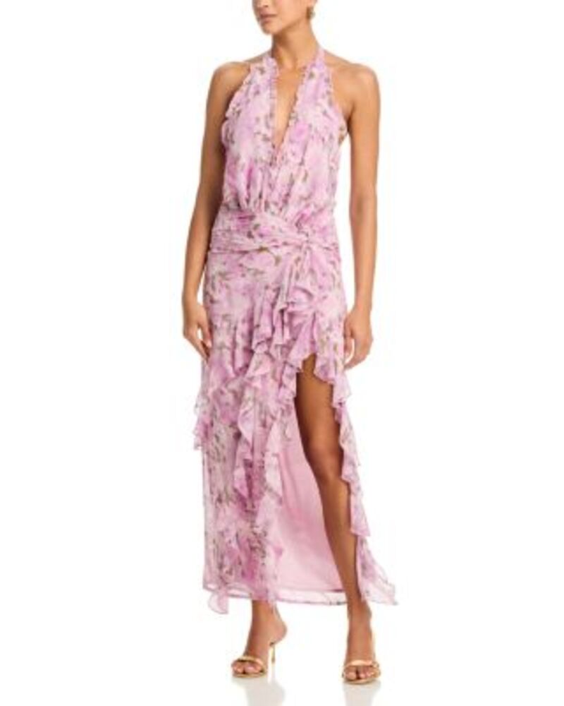 アクア レディース トップス 衣装 お花柄 フラウンス マキシ お花 AQUA Floral Ruffle Maxi Dress - Exclusive Mauve Multi マルチ色合い ワンピース-レディースファッション