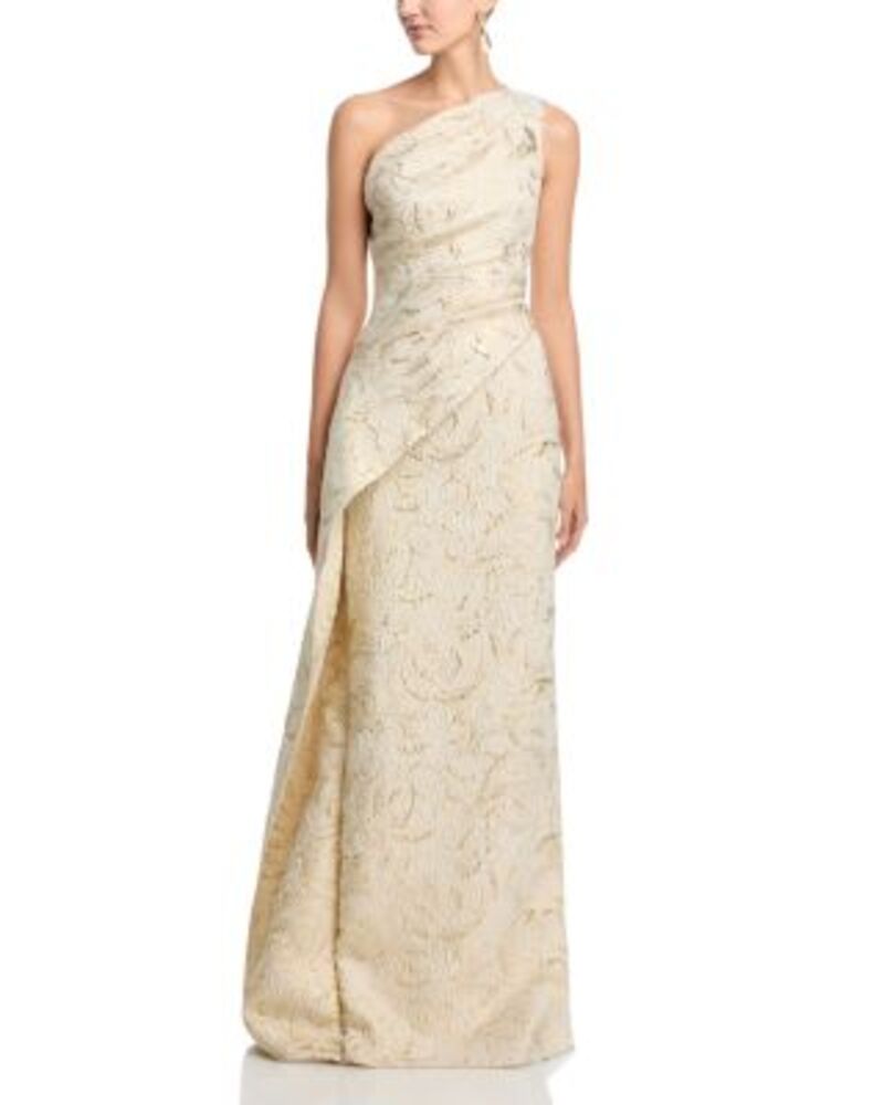 テリジョンバイリッキーフリーマン レディース トップス ワンピース トール Teri Jon by Rickie Freeman Metallic Jacquard One Shoulder Gown Champagne Multi シャンパン