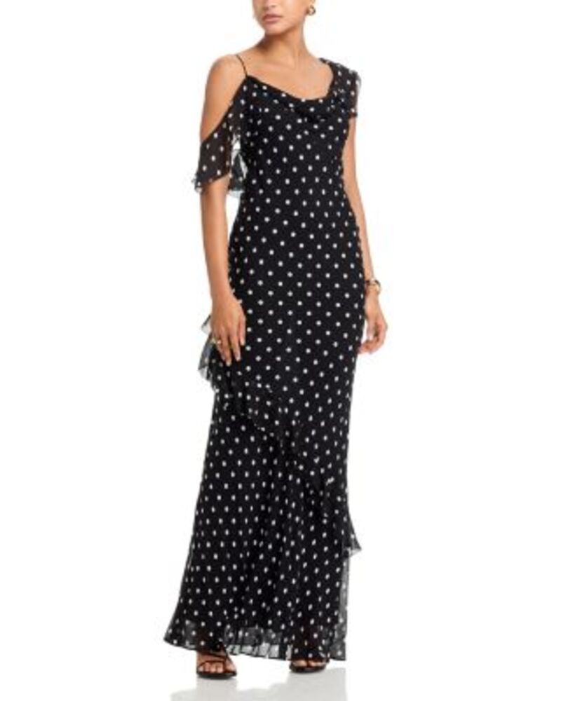 セルフ・ポートレイト レディース トップス ワンピース ドット柄 ジョーゼット ドット Self-Portrait Polka Dot Georgette Dress Black ブラック