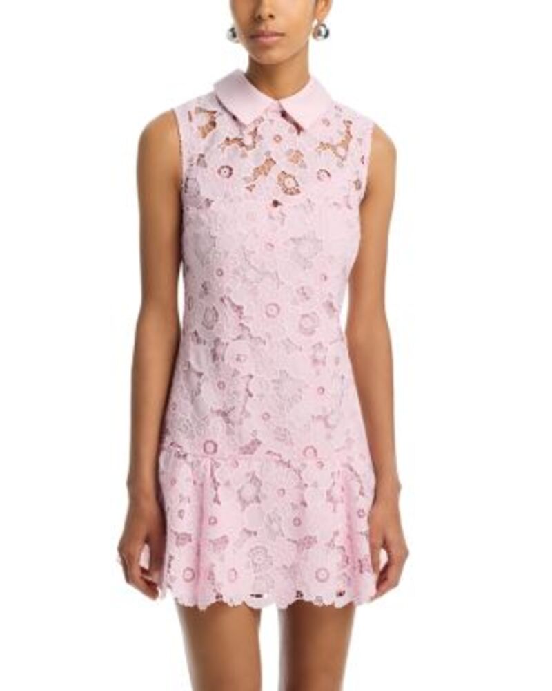 セルフ・ポートレイト レディース トップス ワンピース ミニ レース Self-Portrait Lace Collared Mini Dress Pink ピンク|ReVida 店