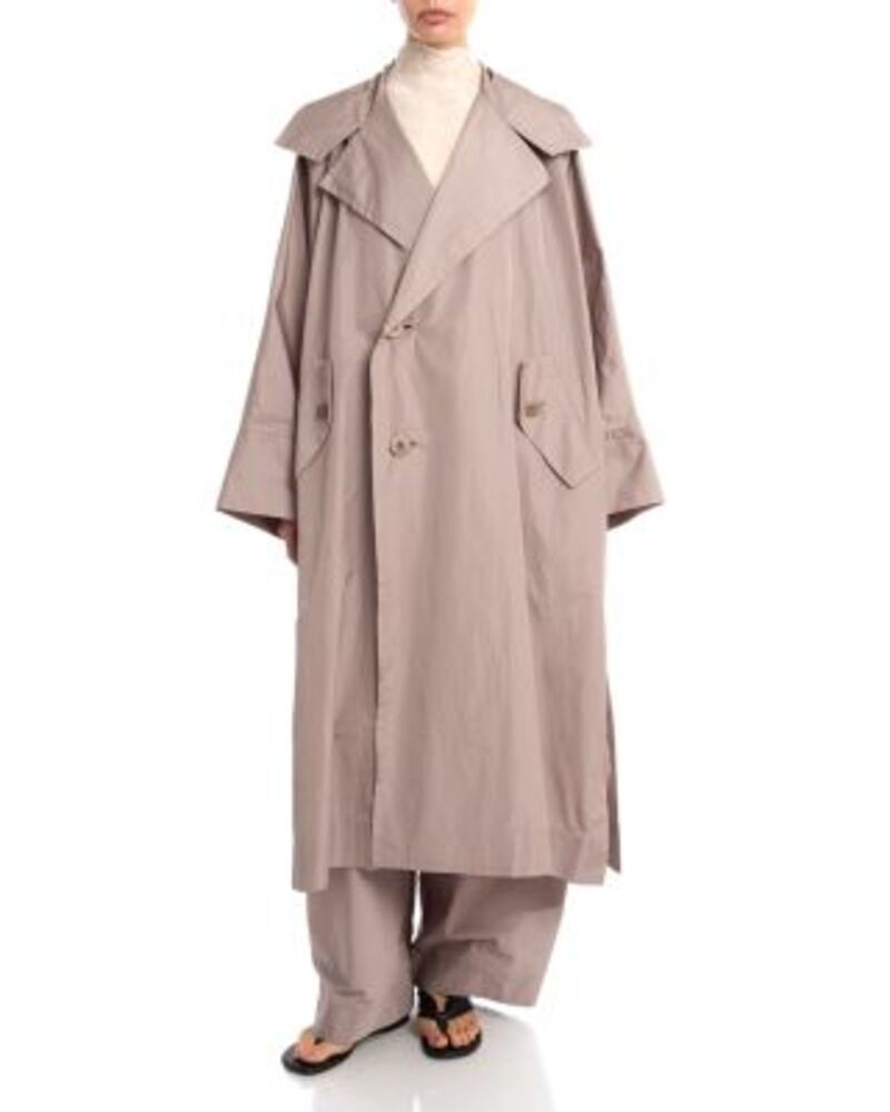 筋目 プリーズ イッセイ ミヤケ レディース アウター 厚地の外套 PLEATS PLEASE ISSEY MIYAKE Akimbo Trench Coat Greige コート・ジャケット-レディースファッション