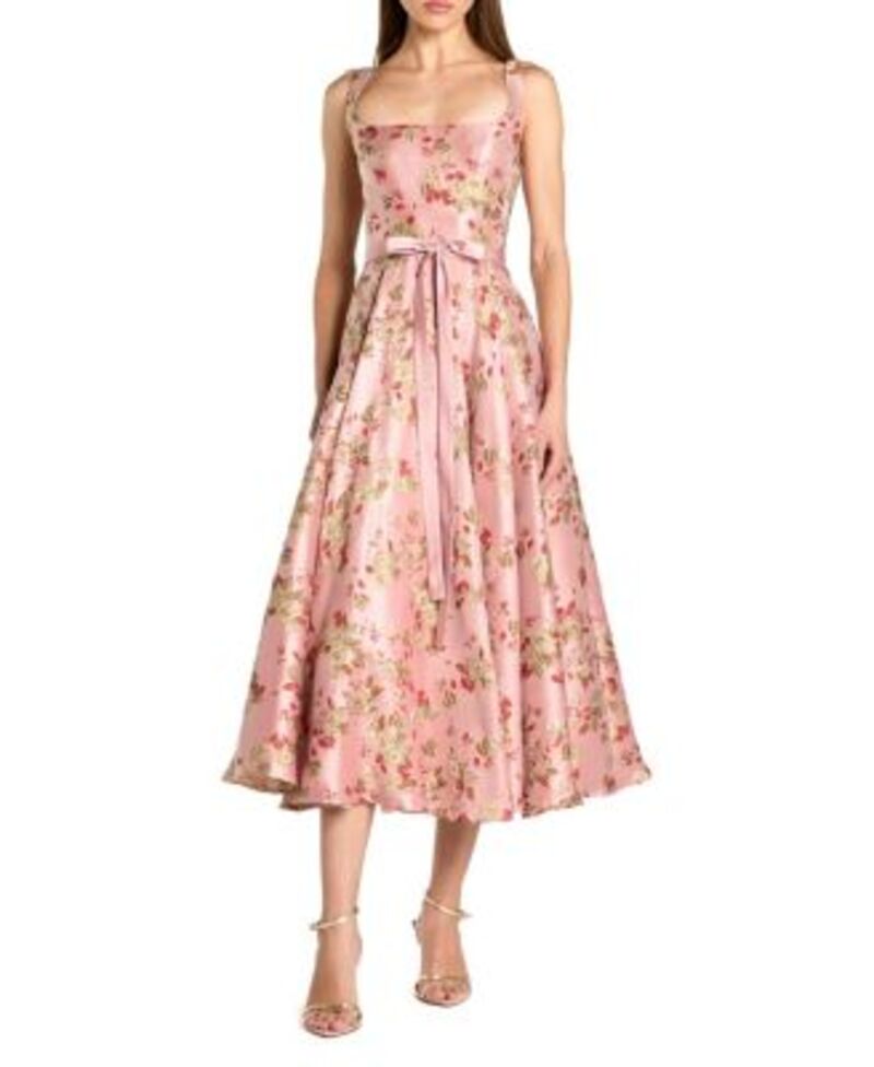 マックダガル レディース トップス ワンピース A ライン ミディ ノースリーブ Mac Duggal Sleeveless Brocade A Line Midi Dress Pink Multi ピンク|ReVida 店