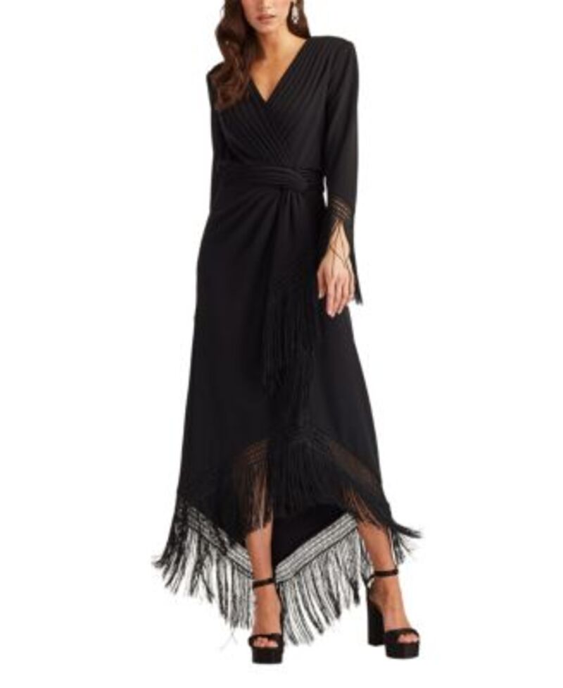 タダシショージ レディース トップス ワンピース ミディ フリンジ Tadashi Shoji Azie Fringe Midi Dress Black ブラック|ReVida 店