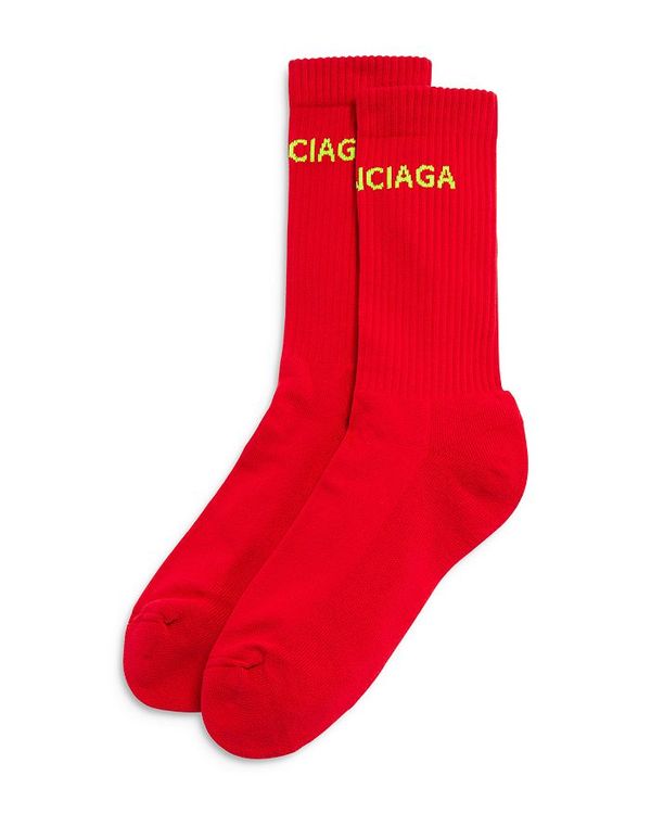 バレンシアガ メンズ 靴下 下穿き Logo Socks Red Yellow 貨物輸送無料 サイズ代謝無料 バレンシアガ メンズ アンダーウェア 靴下 Red Yellow Pasasyperas Cl
