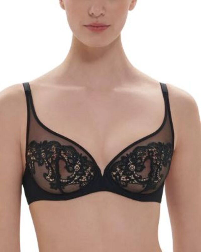 シモーヌペレール レディース アンダーウェア ブラジャー シアー Simone Perele Simone Prle Saga Sheer Plunge Underwire Bra Black/Black ブラック