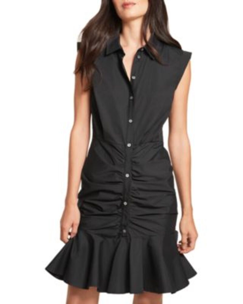 ヴェロニカ ベアード レディース トップス ワンピース ギャザー シャツ Veronica Beard Bell Ruched Shirtdress Black ブラック