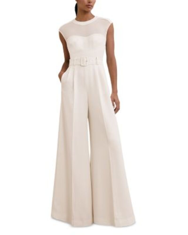 レイス レディース トップス 飛び降りる背広 REISS Alba Belted Jumpsuit Ivory 象牙色
