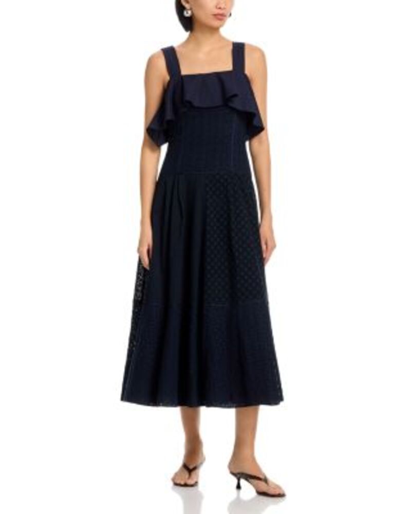 スリーワンフィリップリム レディース トップス ワンピース ミディ 3.1 Phillip Lim Broderie Anglaise Midi Dress Midnight