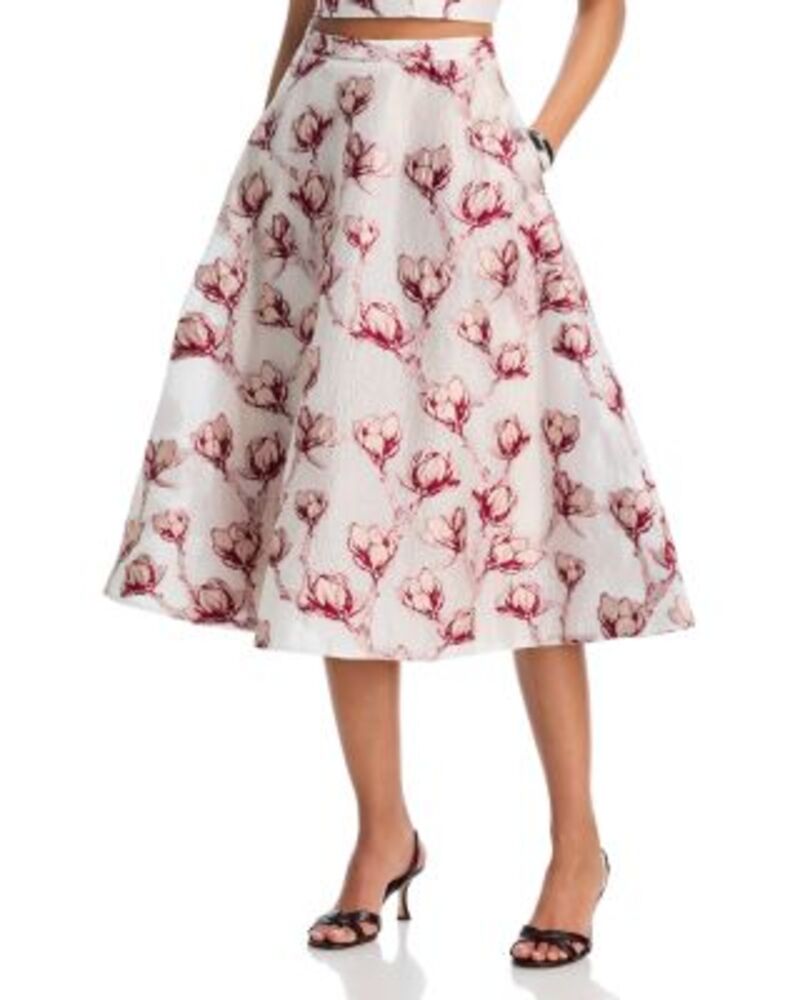 ミリー レディース ボトムスカート ミディ MILLY Noella Midi Skirt Pink/white ホワイト