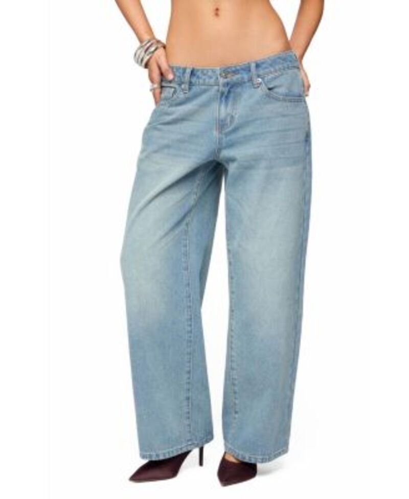 アディクテッド レディース ボトムス デニムパンツ ローライズ プチ ジーンズ Edikted Petite Raelynn Light Rinse Wash Low Rise Baggy Jeans Tinted-Denim デニム