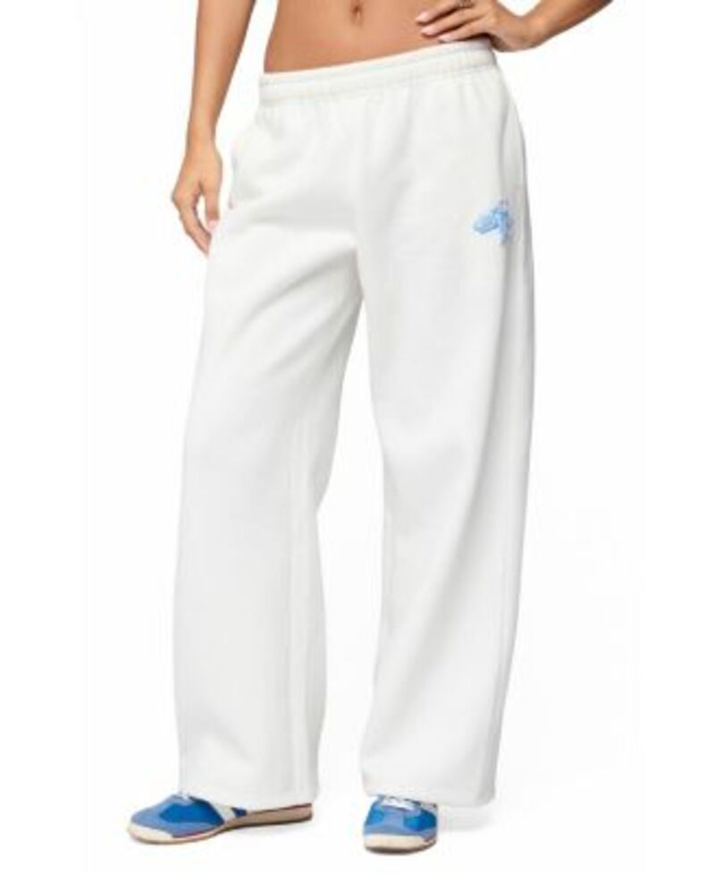 アディクテッド レディース ボトムス カジュアルパンツ ストレート スウェットパンツ Edikted Keychain Cutie Straight Leg Sweatpants White ホワイト