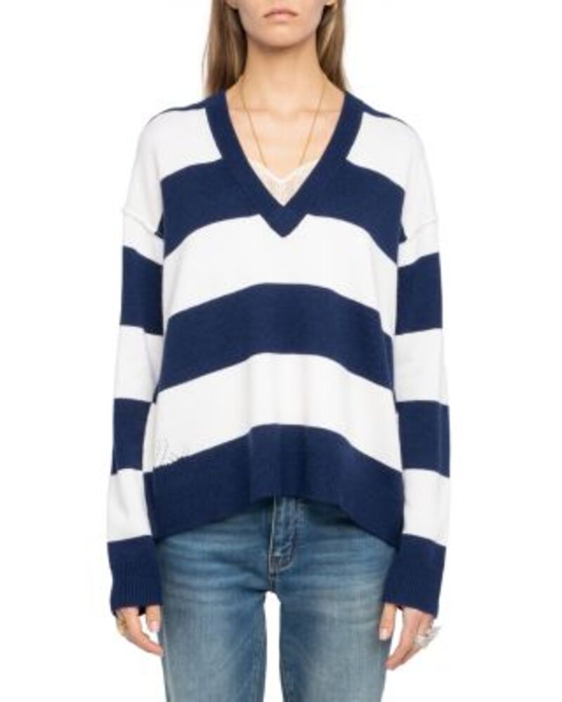 ザディグ エ ヴォルテール レディース アウター ニット・セーター Vネック ウール Zadig & Voltaire Mikyz Wool-Blend V Neck Sweater Marine