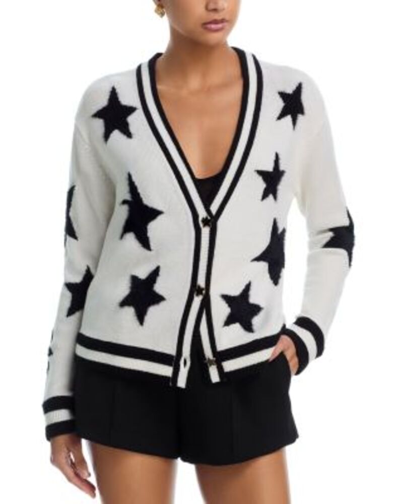 アリスアンドオリビア レディース アウター カーディガン Alice and Olivia Bradley Short Cardigan Ecru Black エクリュ