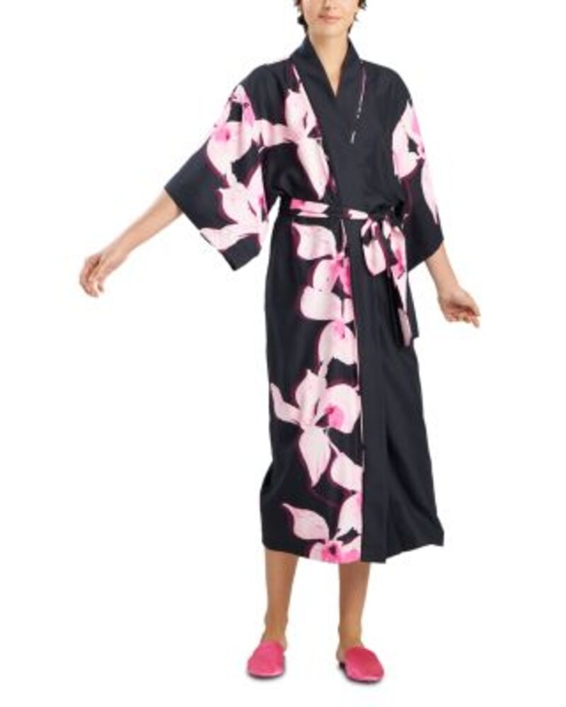 ナトリ レディース アンダー御召しもの ナイト爵御召しもの Natori Orchida Robe Black 黒いこと