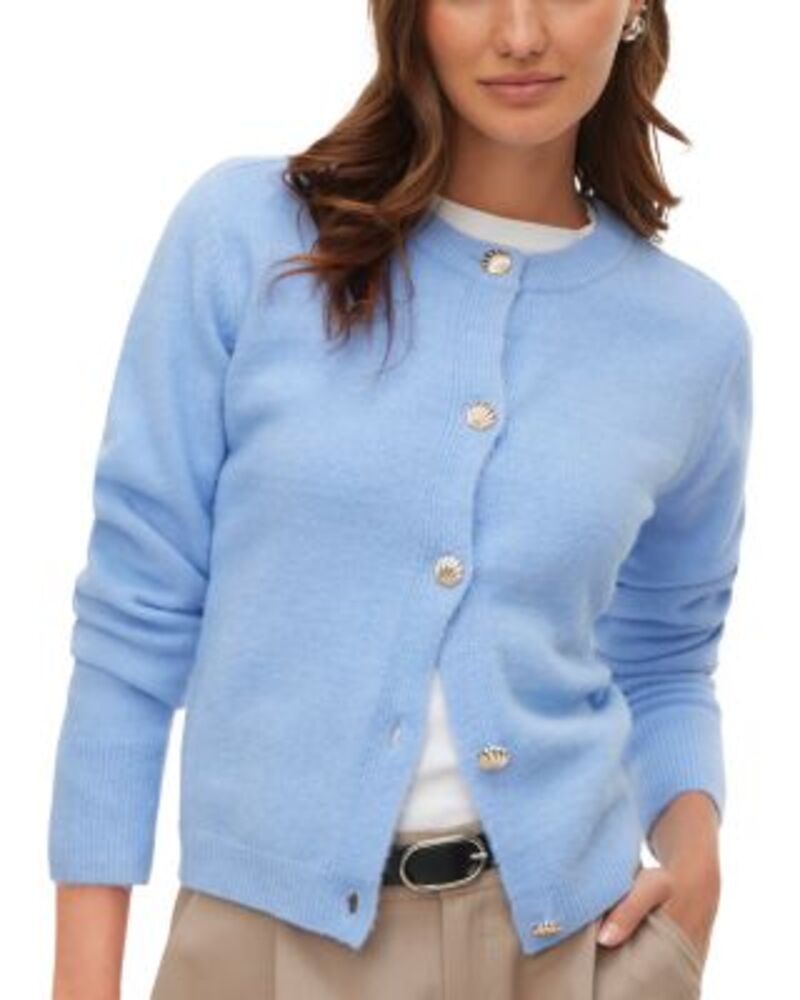 ヴェロモーダ レディース アウター カーディガン セーター Vero Moda Vmfiona Long Sleeve Short Button Cardigan Sweater Brunnera Blue ブルー