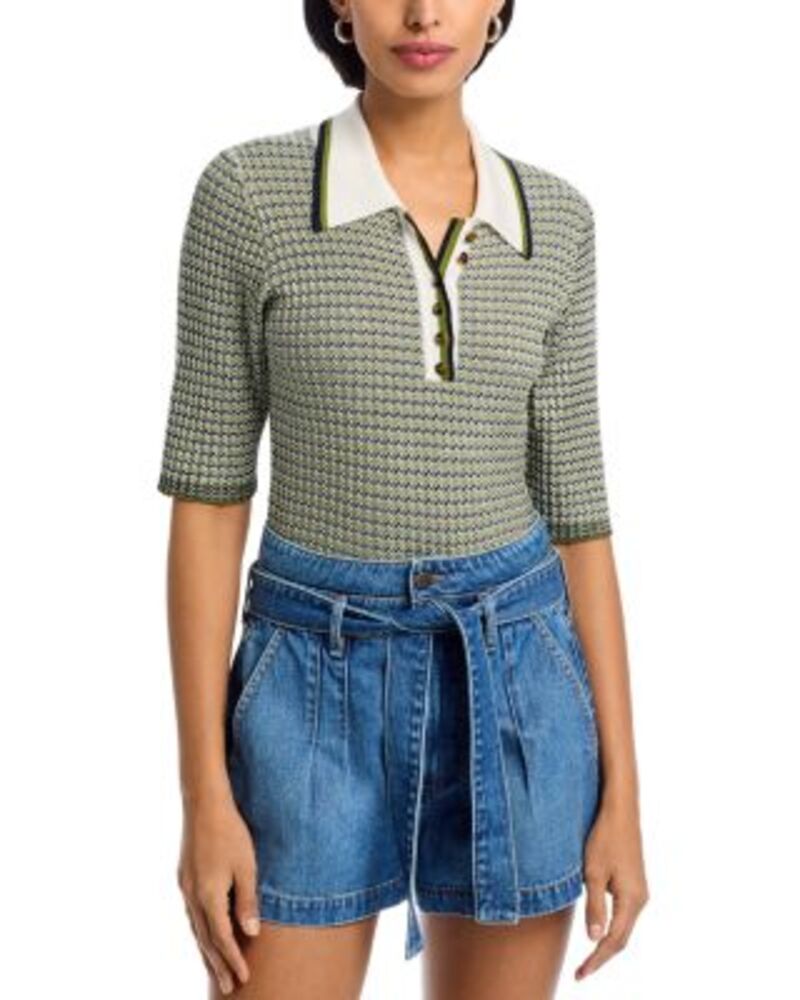 ヴェロニカ ベアード レディース トップス スポーツシャツ Veronica Beard Soza Polo Top Navy/Cactus 米国海軍