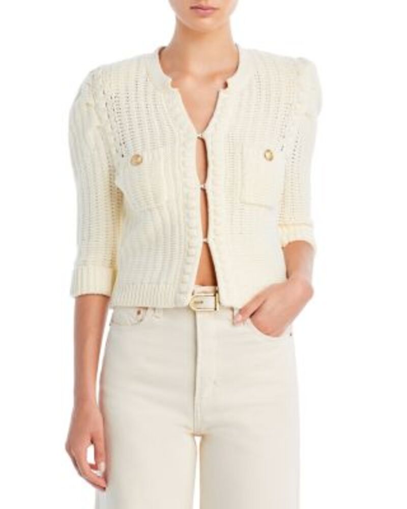 ラジャンス レディース アウター ニット・セーター カーディガン L'AGENCE Delilah Crop Textured Cardigan Vintage White ホワイト