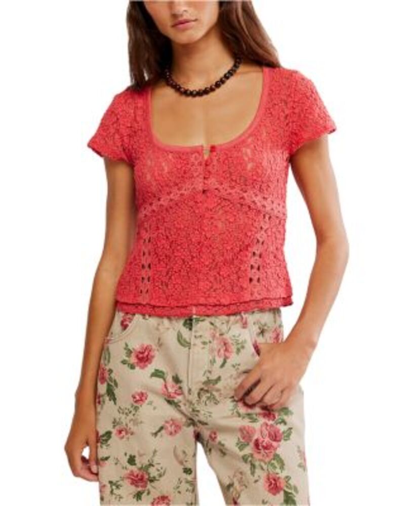 フリーピープル レディース トップス シャツ Free People Claro Short Sleeve Top Aged Coral コーラル