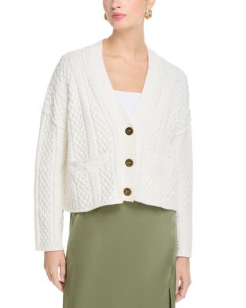 アクア レディース アウター カーディガン AQUA Cable Cardigan - Exclusive Winter White ホワイト 16,436円