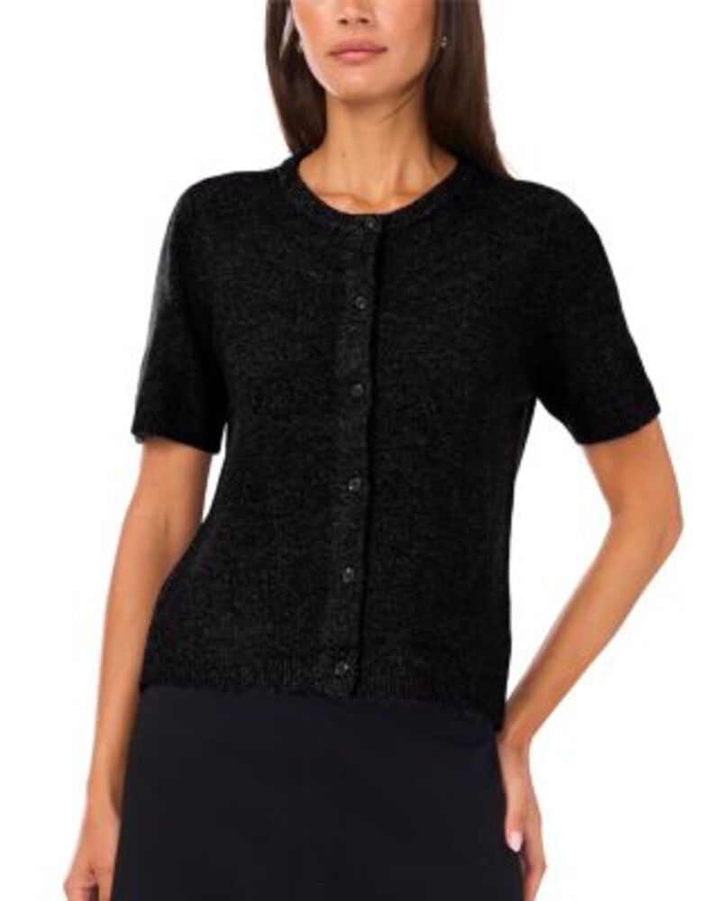 ヴィンスカムート レディース アウター カーディガン クルーネック VINCE CAMUTO Short Sleeved Crewneck Cardigan Rich Black ブラック 8,070円