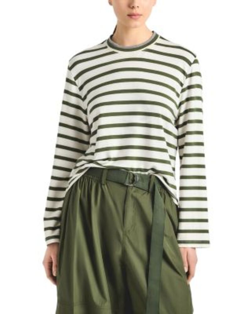 デレクラムテンクロスバイ レディース トップス シャツ Derek Lam 10 Crosby Myrtha Striped Top White/Fatigue Stripe ホワイト|ReVida 店