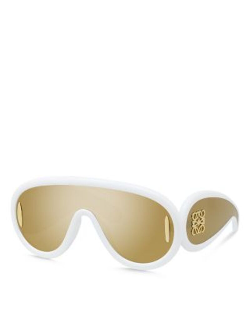ロエベ レディース アクセサリー サングラス・アイウェア Loewe Anagram Paula's Ibiza Mask Sunglasses 134mm White/Gold Mirrored Solid ホワイト